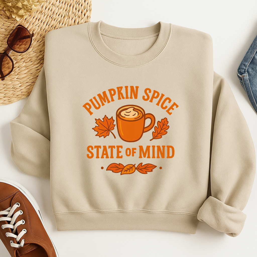 Pumpkin Spice Sweatshirt, Fall Coffee Pullover, Cozy Autumn Crewneck