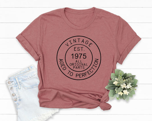 Vintage 1975 Shirt | EST. 1975 Tee, Aged to Perfection Birthday Gift